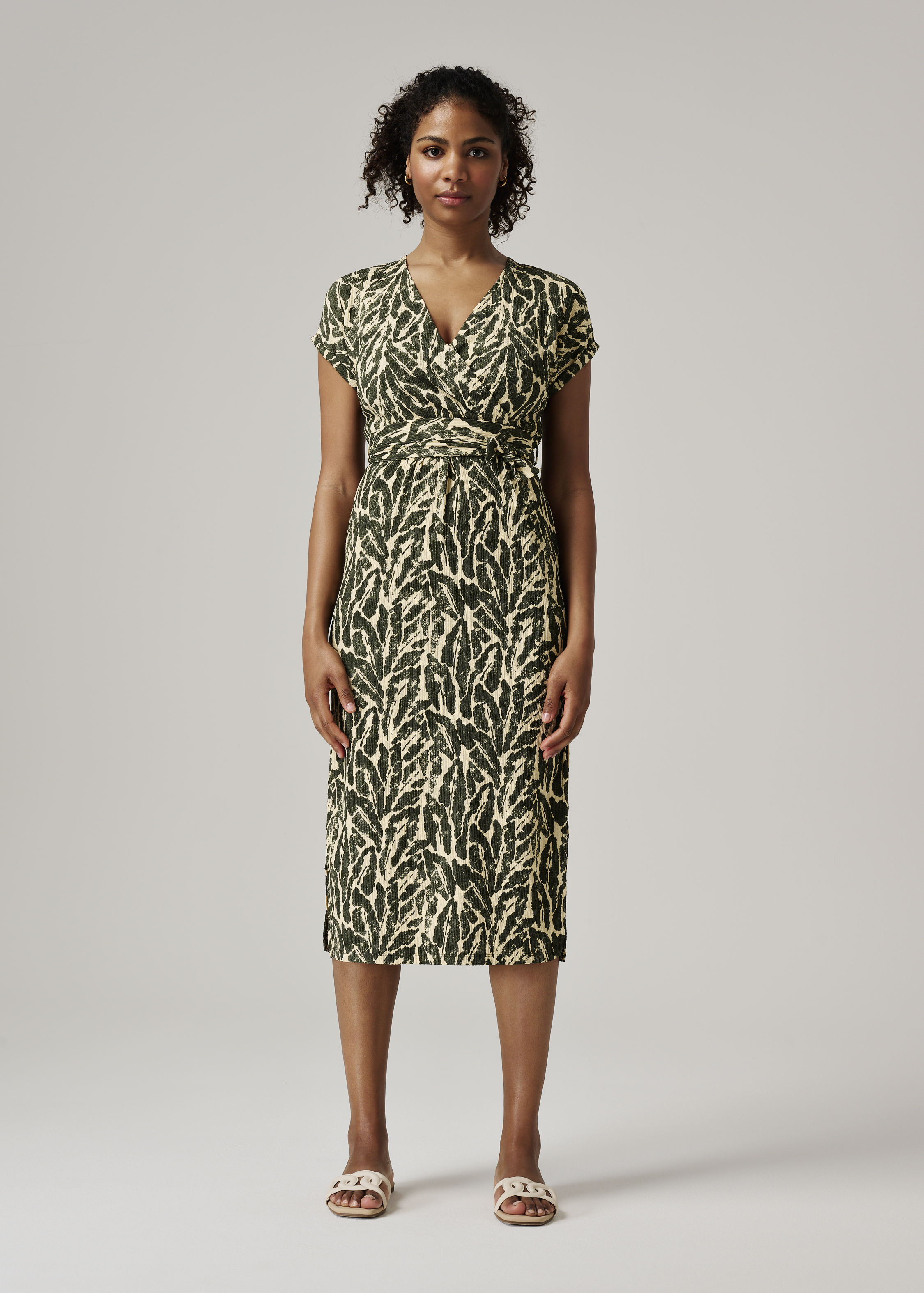 geeuwen Samenstelling Anekdote Printed Structure Wrap Dress groen (GRN.O) | Costes Fashion